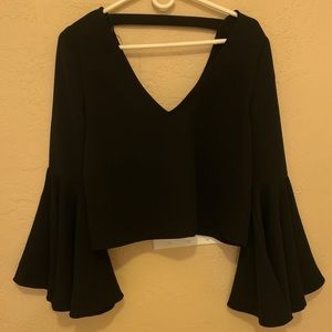 NWT Lulu black blouse with bell sleeves.